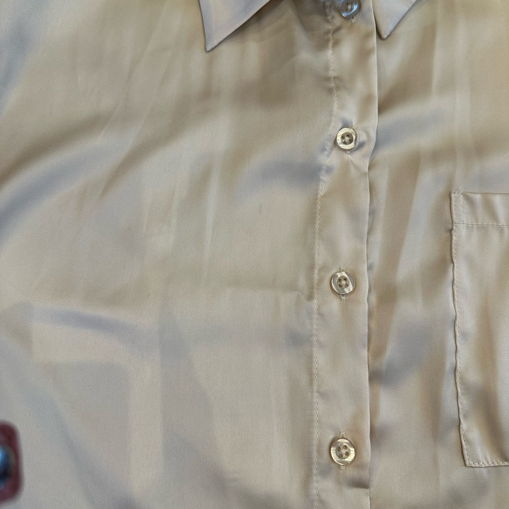L'Academie The Michelle Blouse in Ivory Satin Top Feather Trim size XS - Picture 5 of 7